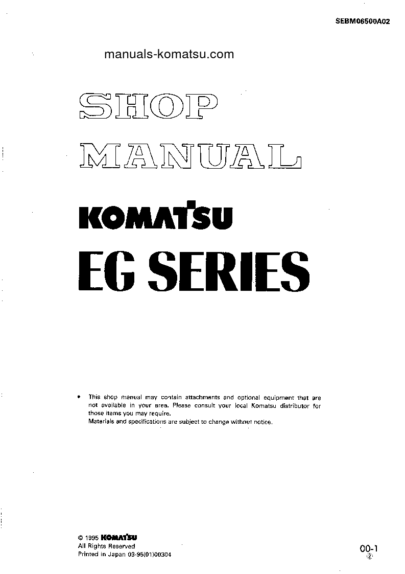 EG300B-5(JPN) S/N 5001-UP Shop (repair) manual (English)