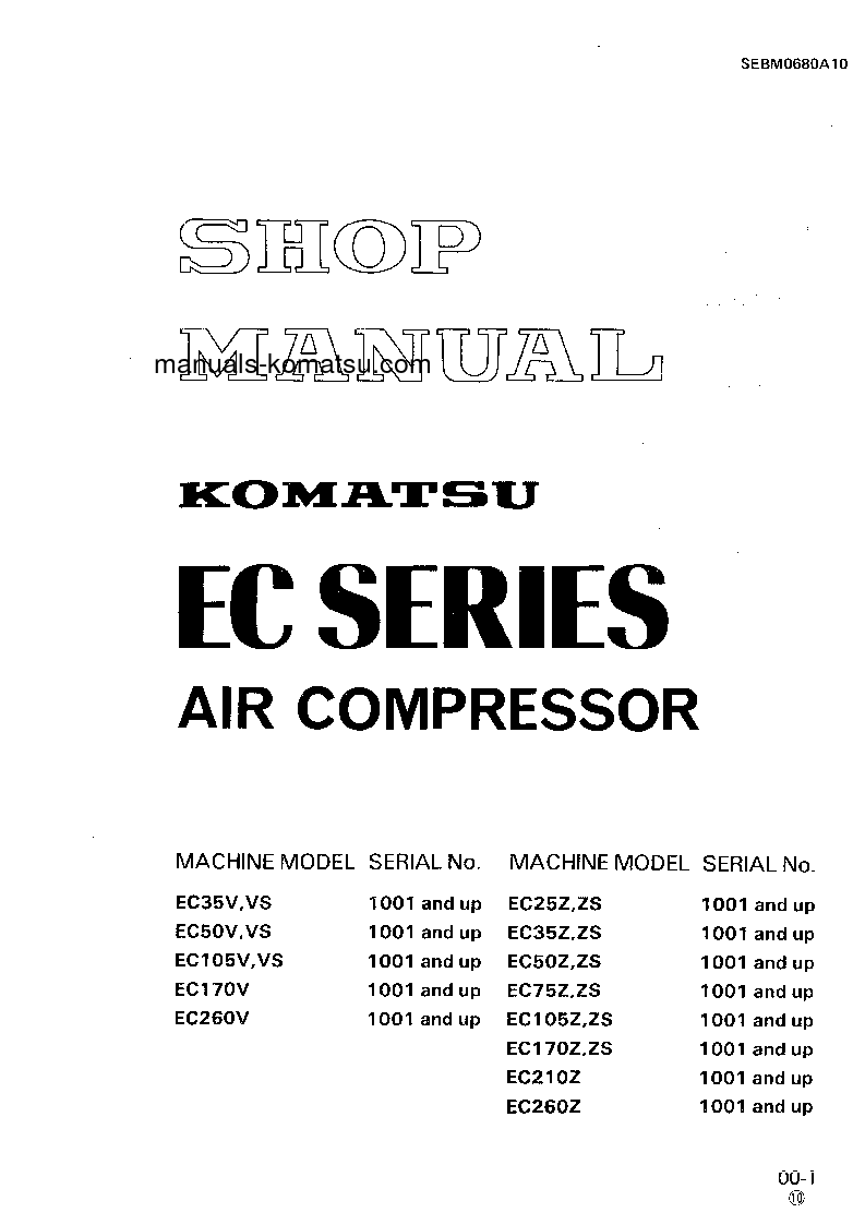 EC210Z-1(JPN) S/N 1001-UP Shop (repair) manual (English)