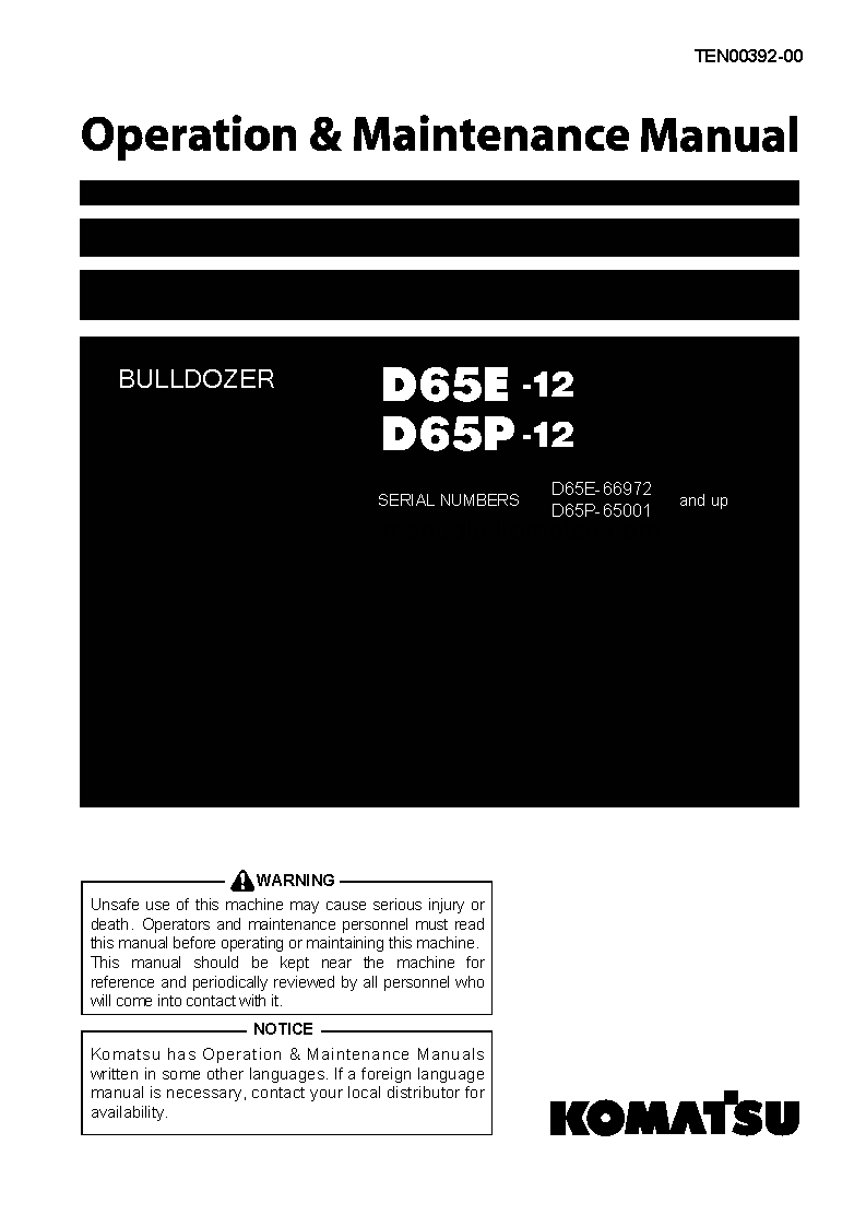 D65E-12(JPN) S/N 66972-UP Operation manual (English)