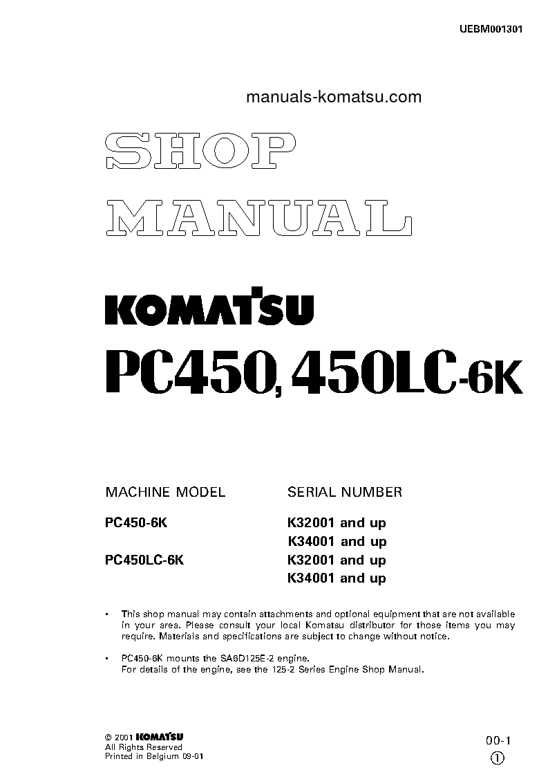 PC450LC-6(GBR)-K S/N K32001-K34000 Shop (repair) manual (English)