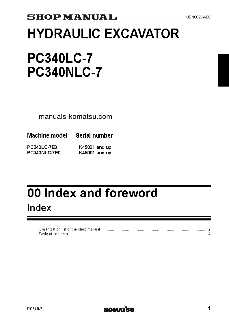 Protected: PC340LC-7(GBR)-TIER 3 S/N K45001-UP Shop (repair) manual (English)