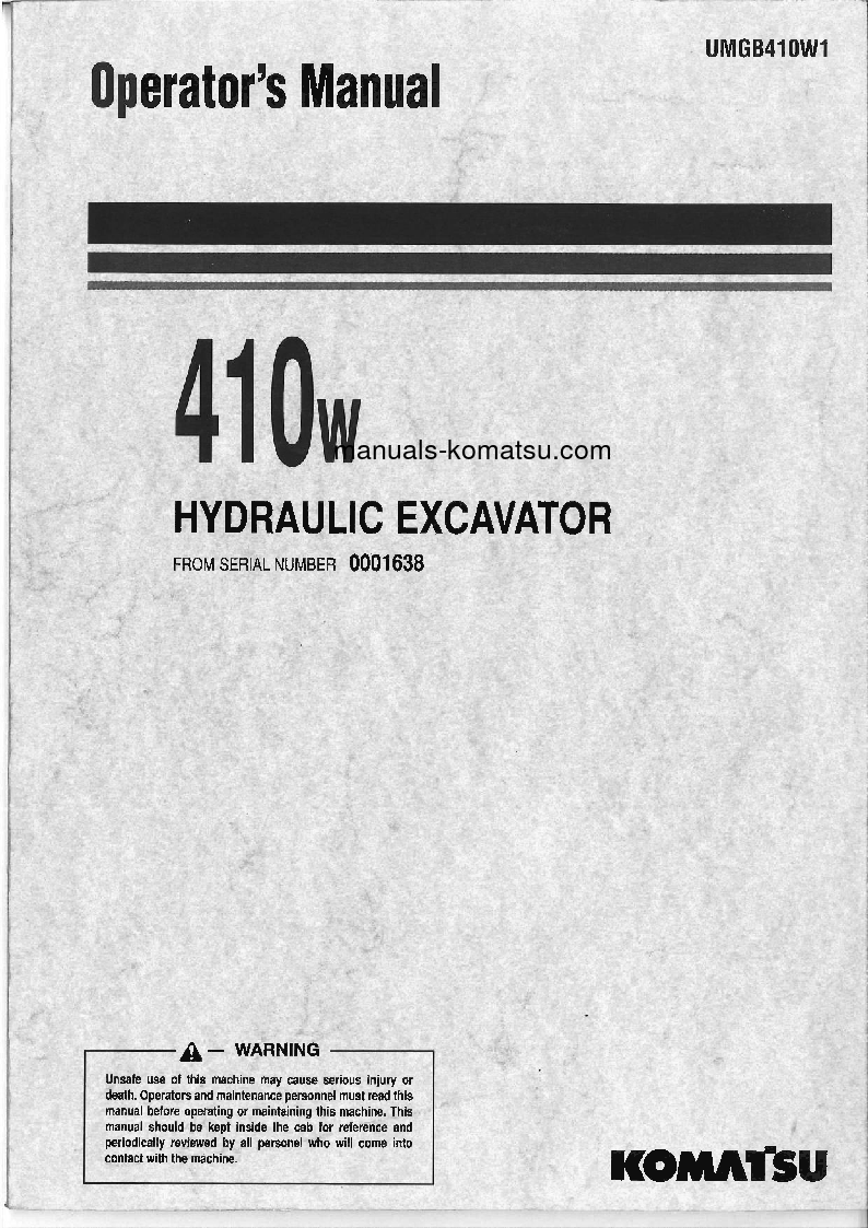410W(ITA) S/N 0001638-UP Operation manual (English)