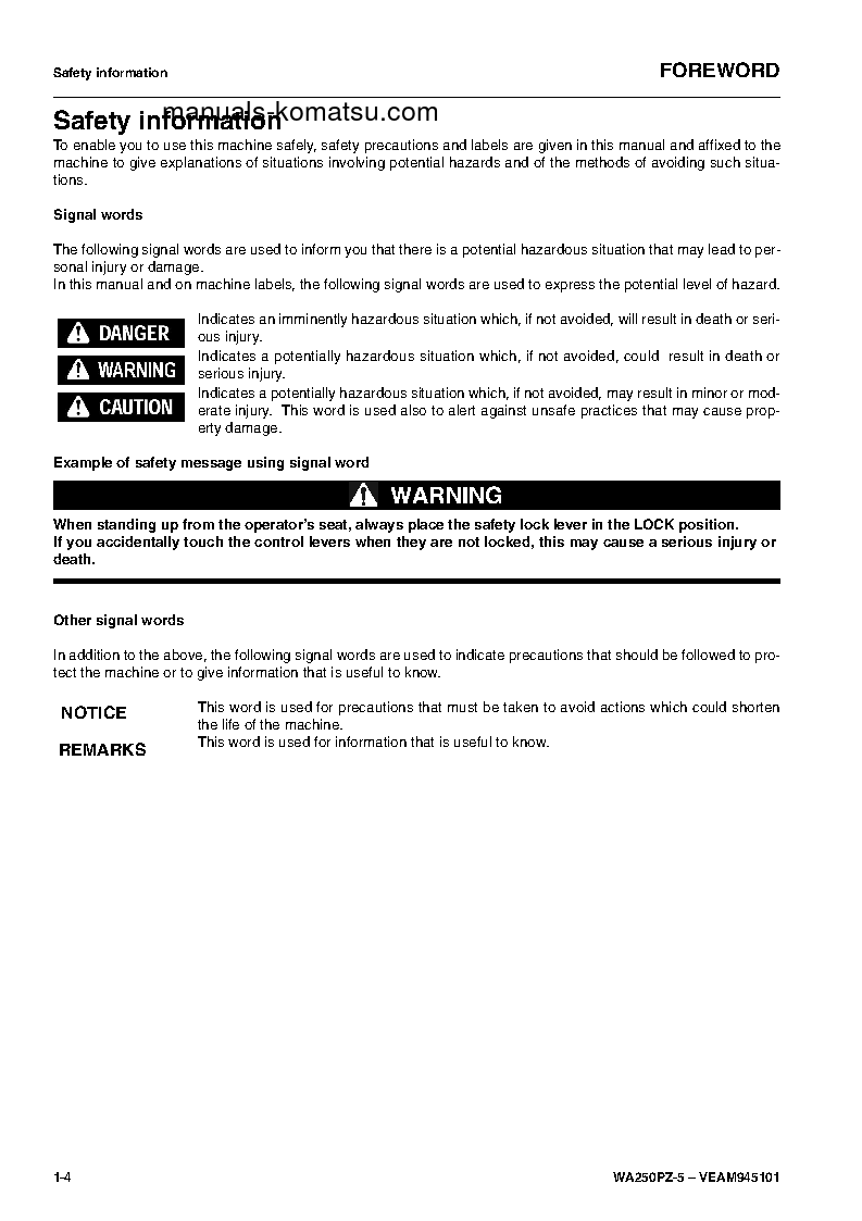 Protected: WA250PZ-5(DEU) S/N H50051-UP Operation manual (English)