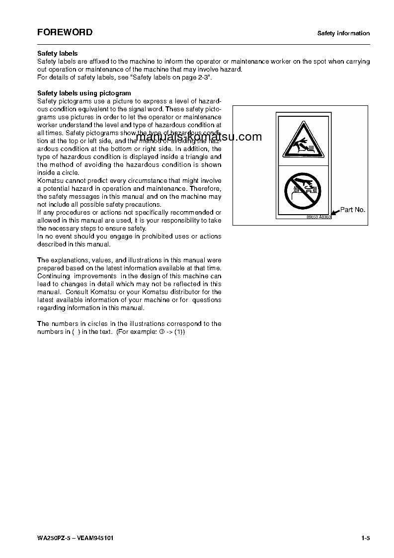 Protected: WA250PZ-5(DEU) S/N H50051-UP Operation manual (English)