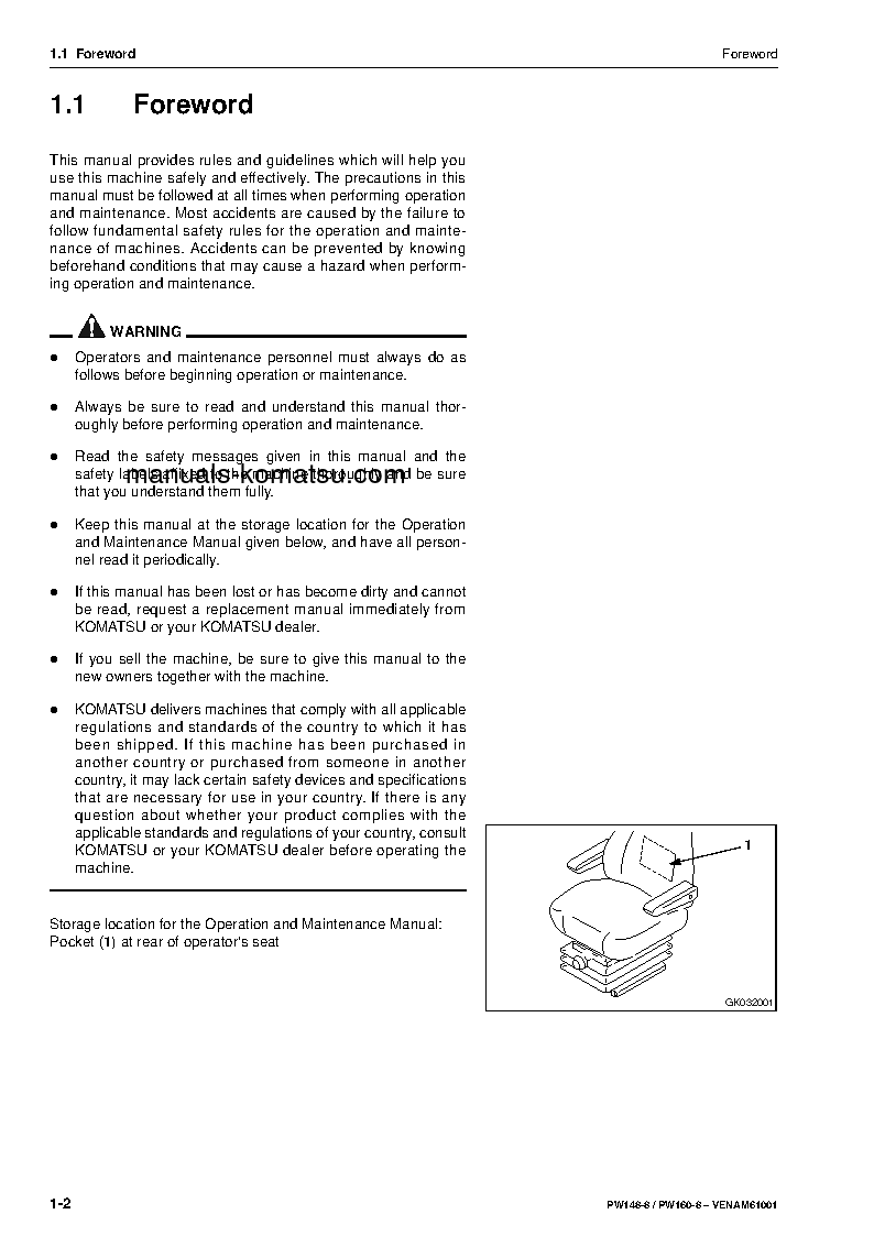 Protected: PW160-8(DEU) S/N H60051-UP Operation manual (English)