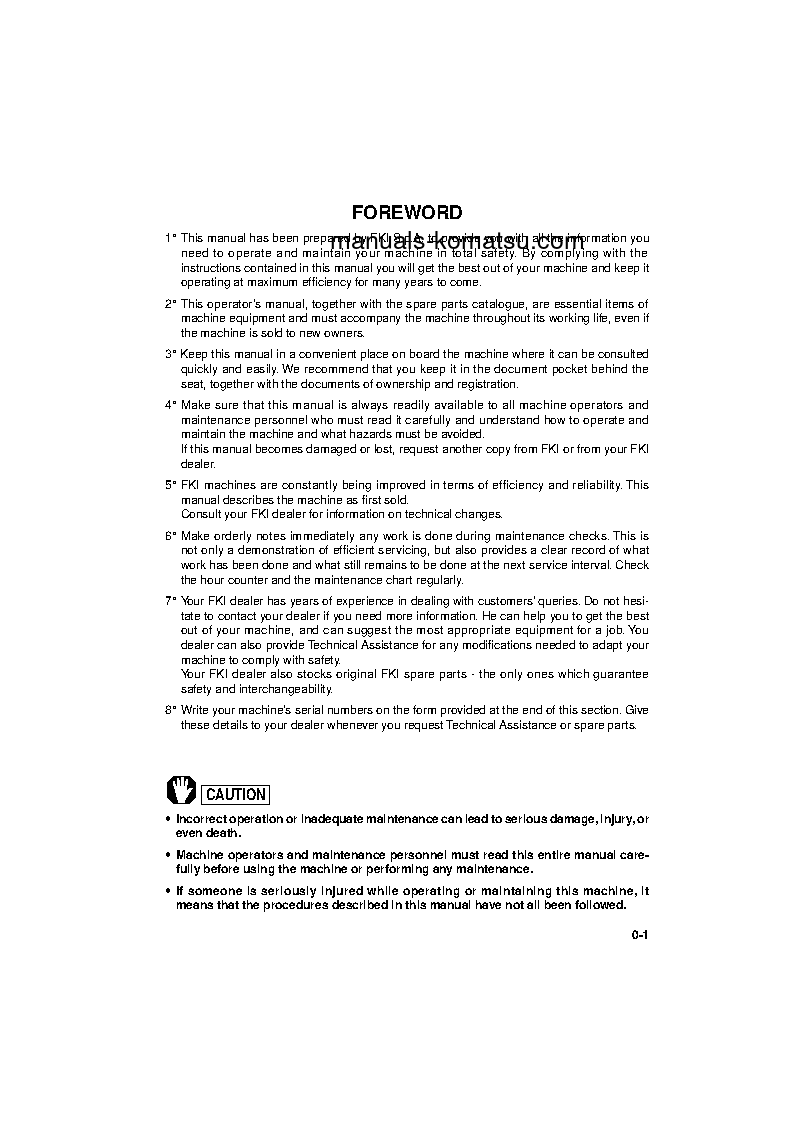 Protected: PC95-1(ITA) S/N R05145-UP Operation manual (English)
