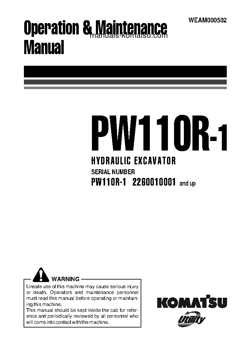PW110R-1(ITA) S/N 2260010001-2260010121 Operation manual (English)