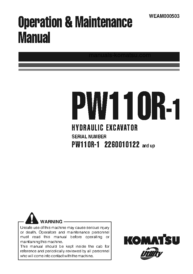 PW110R-1(ITA) S/N 2260010122-UP Operation manual (English)