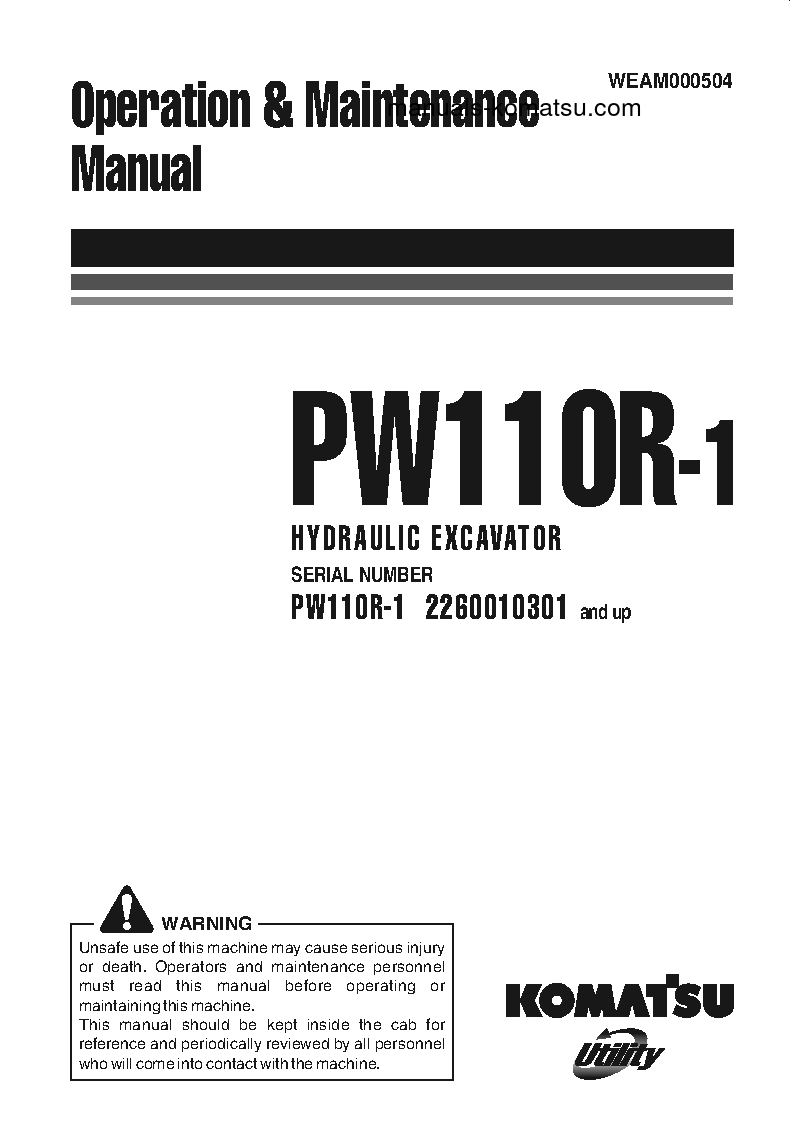 PW110R-1(ITA) S/N 2260010301-UP Operation manual (English)