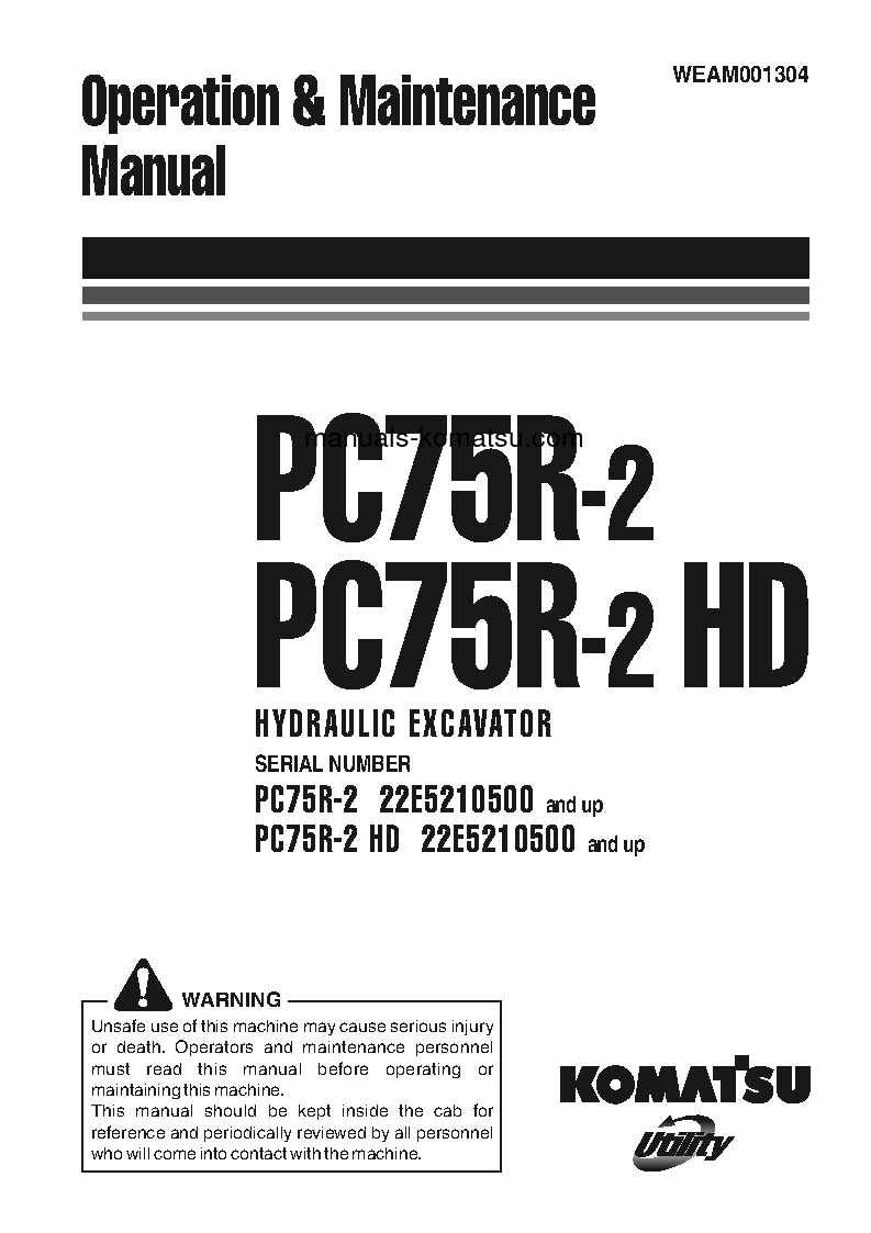 PC75R-2(ITA) S/N 22E5210500-22E5211003 Operation manual (English)