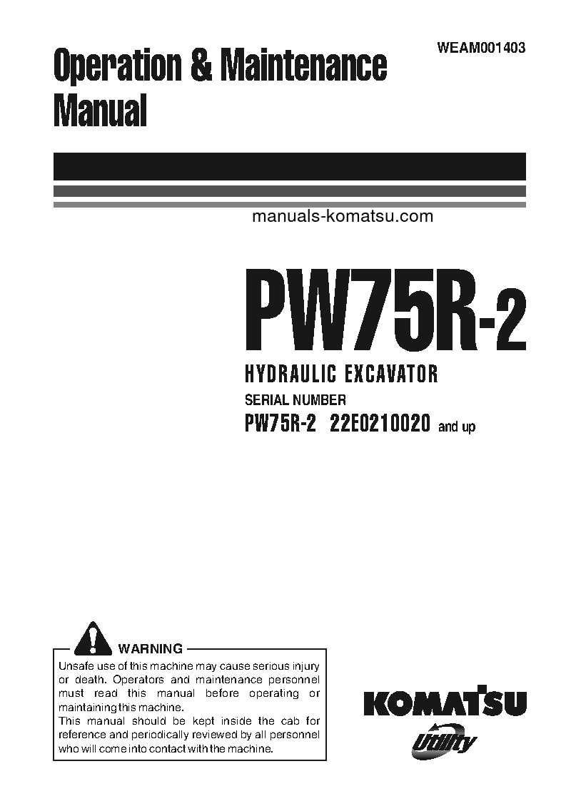 PW75R-2(ITA) S/N 22E0210020-UP Operation manual (English)