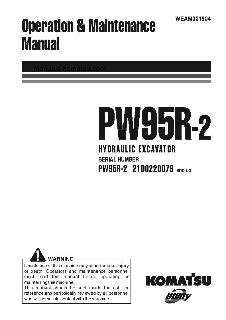 PW95R-2(ITA) S/N 21D0220079-UP Operation manual (English)