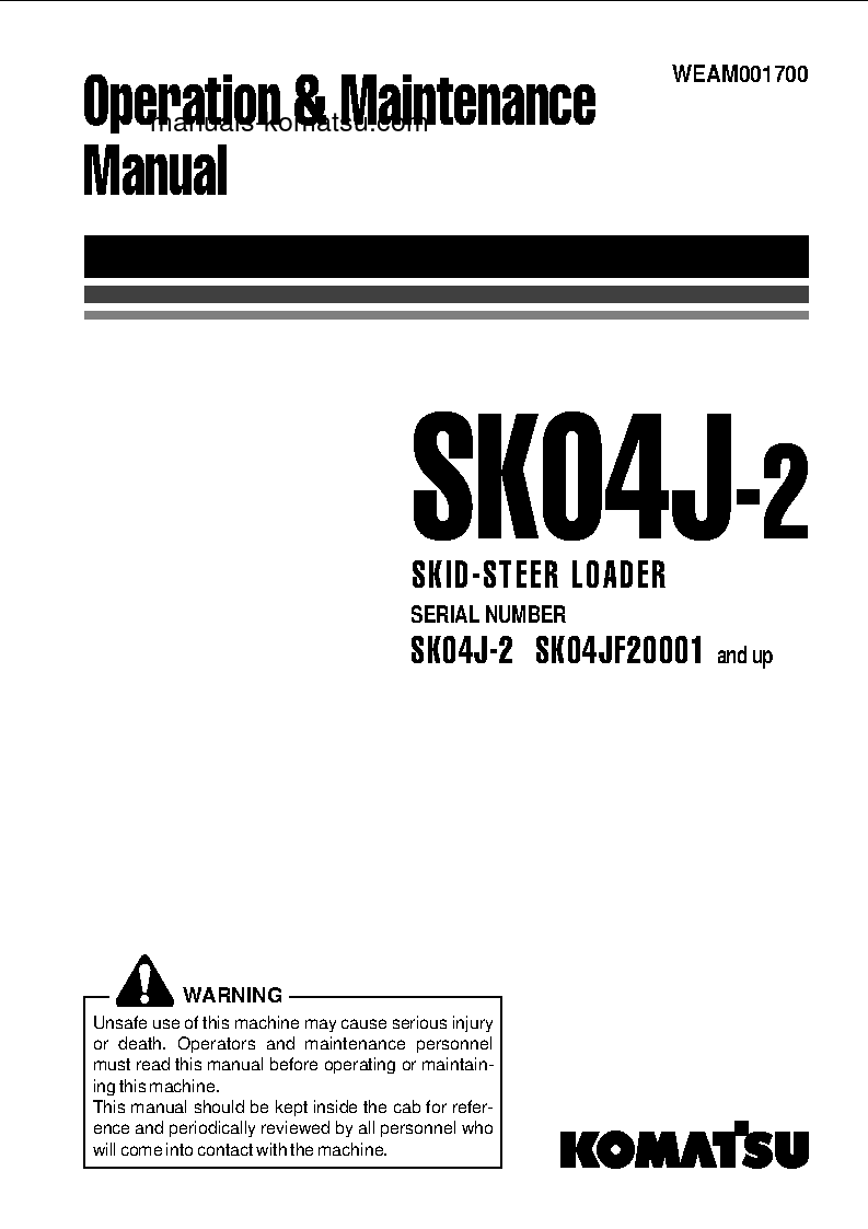 SK04J-2(ITA) S/N F20001-UP Operation manual (English)