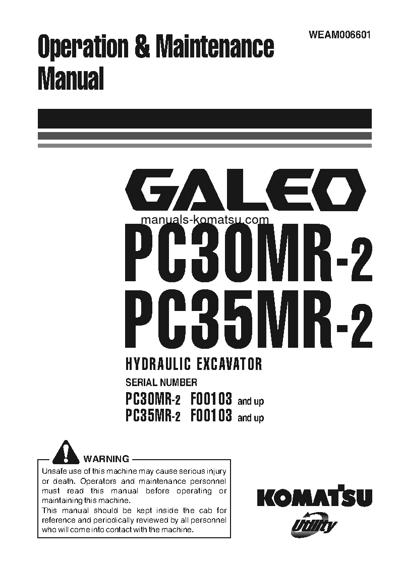 PC30MR-2(ITA) S/N F00103-UP Operation manual (English)