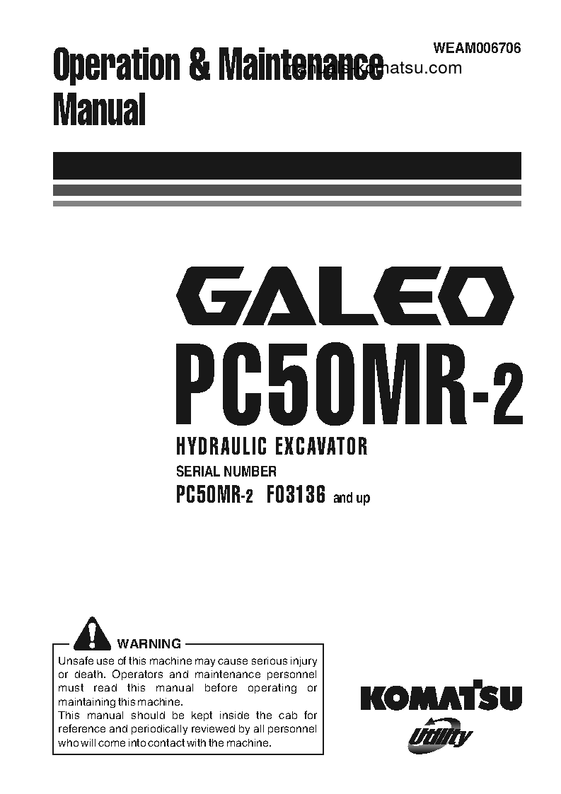 PC50MR-2(ITA) S/N F03136-UP Operation manual (English)