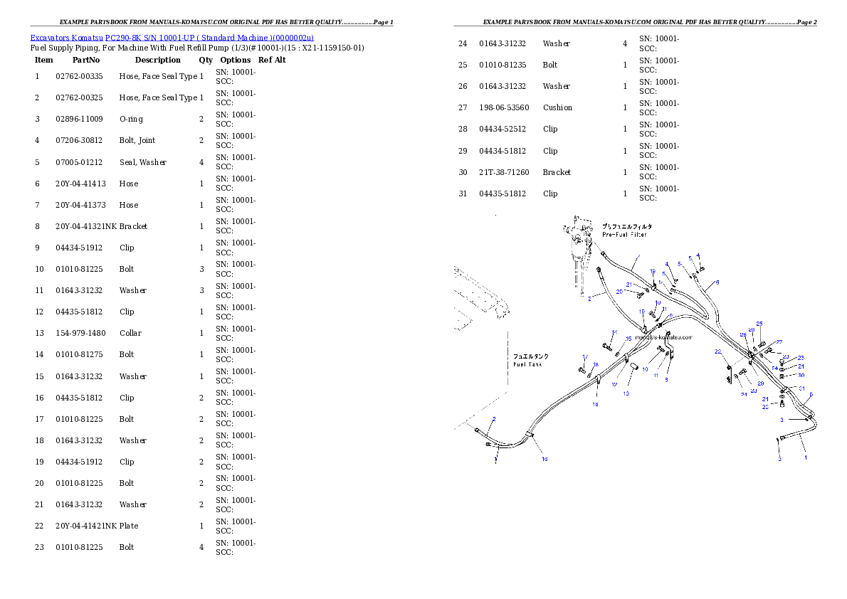 Protected: PC290-8K S/N 10001-UP ( Standard Machine ) Partsbook