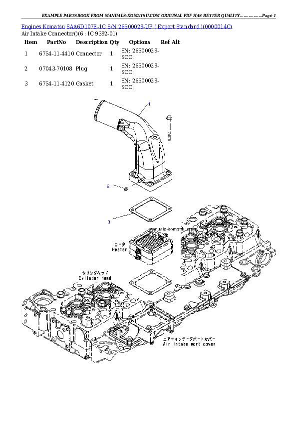 Protected: SAA6D107E-1C S/N 26500029-UP ( Export Standard ) Partsbook