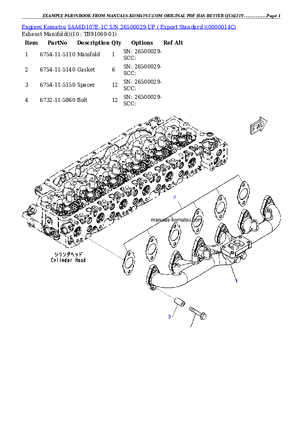Protected: SAA6D107E-1C S/N 26500029-UP ( Export Standard ) Partsbook