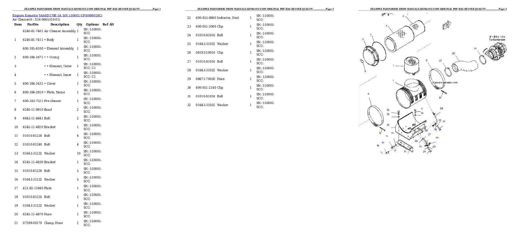 Protected: SAA6D170E-5A S/N 510001-UP Partsbook