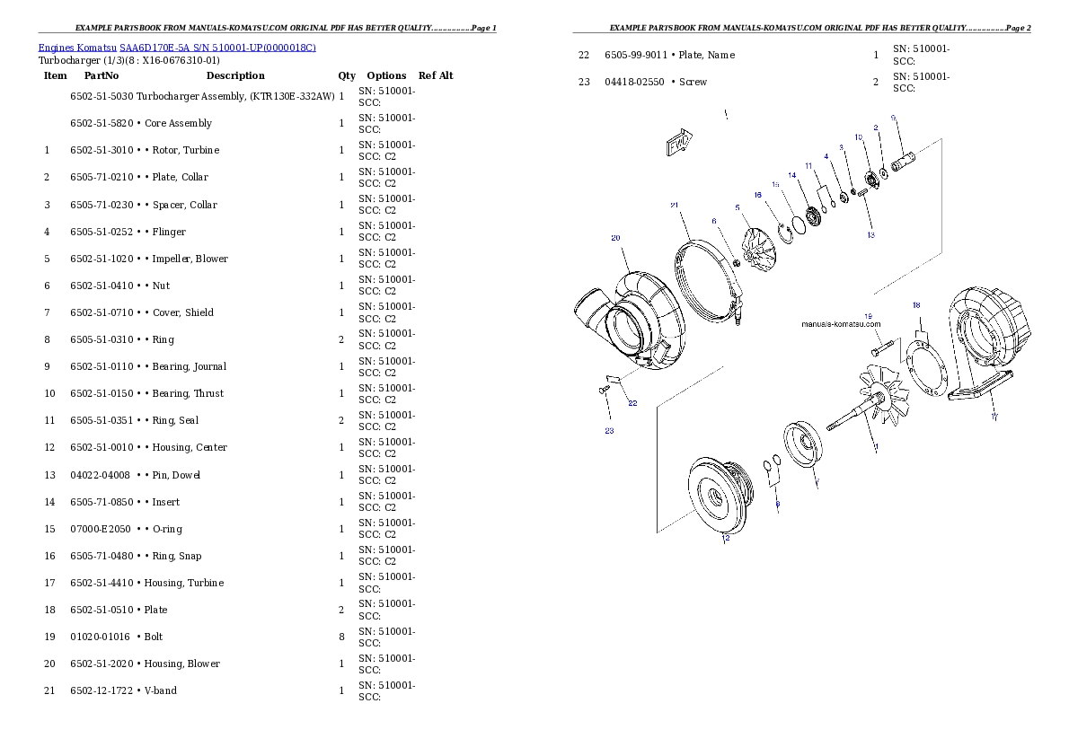 Protected: SAA6D170E-5A S/N 510001-UP Partsbook