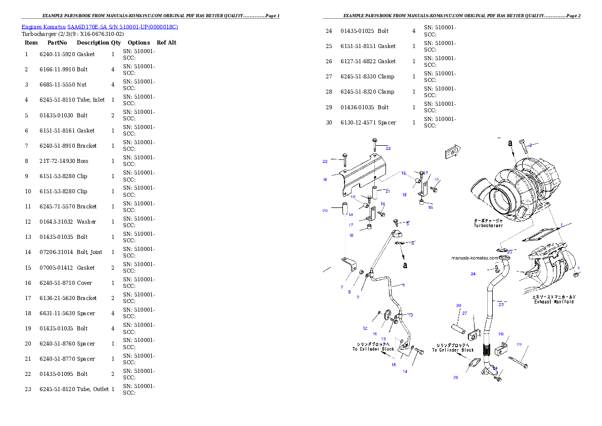 Protected: SAA6D170E-5A S/N 510001-UP Partsbook