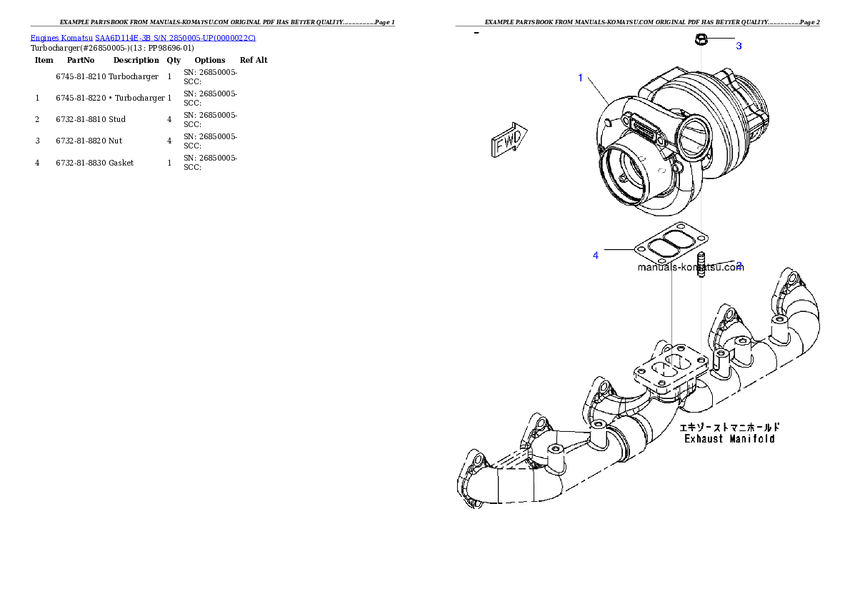 Protected: SAA6D114E-3B S/N 2850005-UP Partsbook