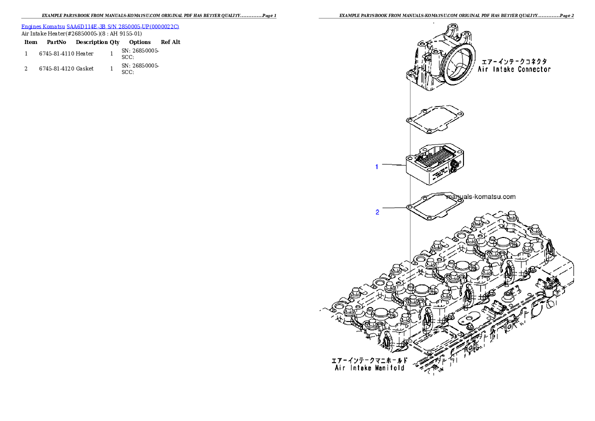 Protected: SAA6D114E-3B S/N 2850005-UP Partsbook