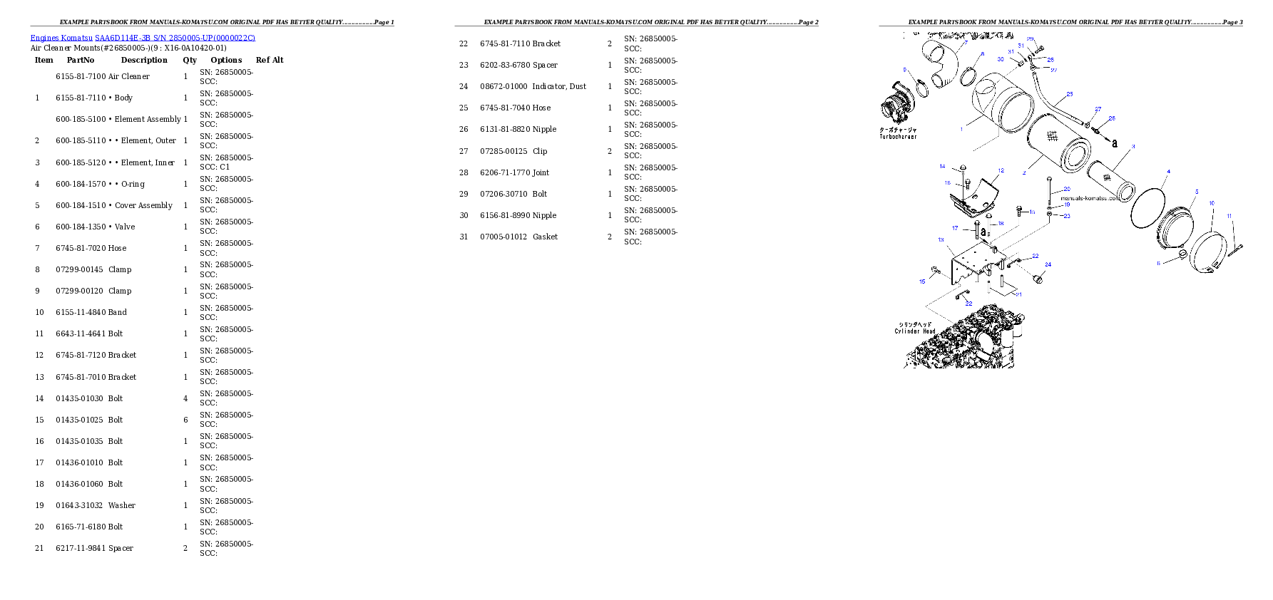 Protected: SAA6D114E-3B S/N 2850005-UP Partsbook