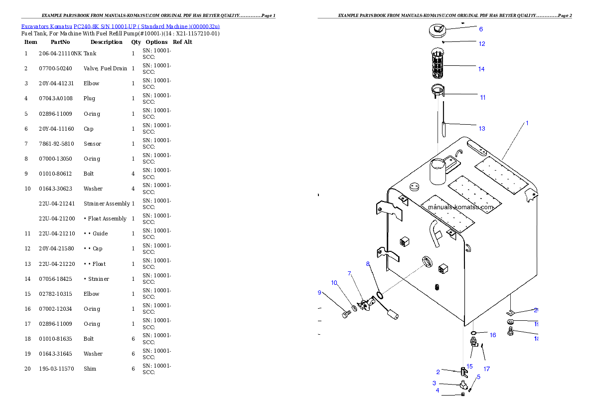 Protected: PC240-8K S/N 10001-UP ( Standard Machine ) Partsbook