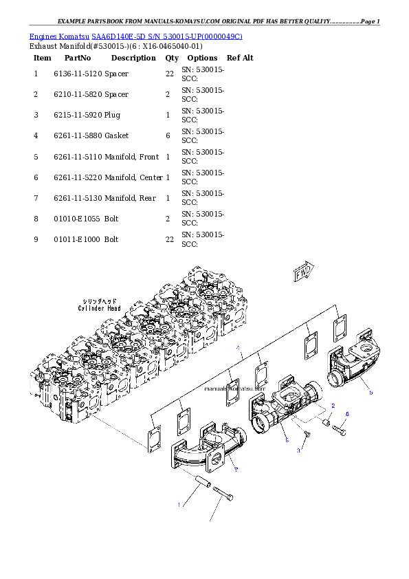Protected: SAA6D140E-5D S/N 530015-UP Partsbook
