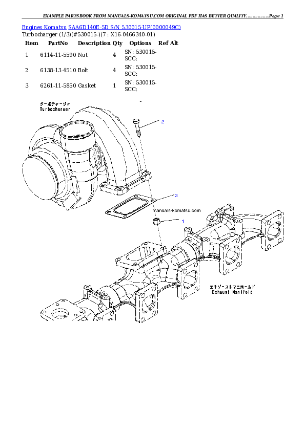 Protected: SAA6D140E-5D S/N 530015-UP Partsbook