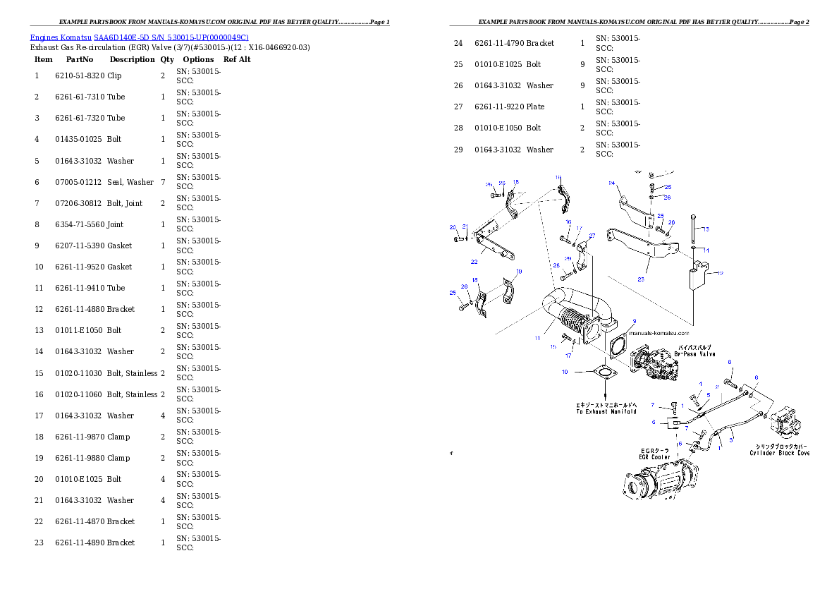 Protected: SAA6D140E-5D S/N 530015-UP Partsbook