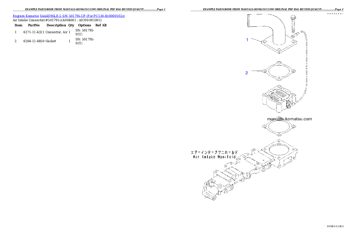 Protected: SAA4D95LE-5 S/N 501795-UP (For PC130-8) Partsbook