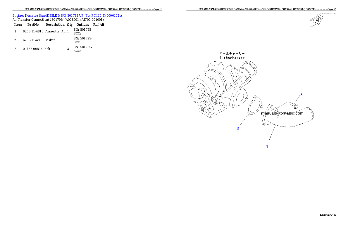 Protected: SAA4D95LE-5 S/N 501795-UP (For PC130-8) Partsbook