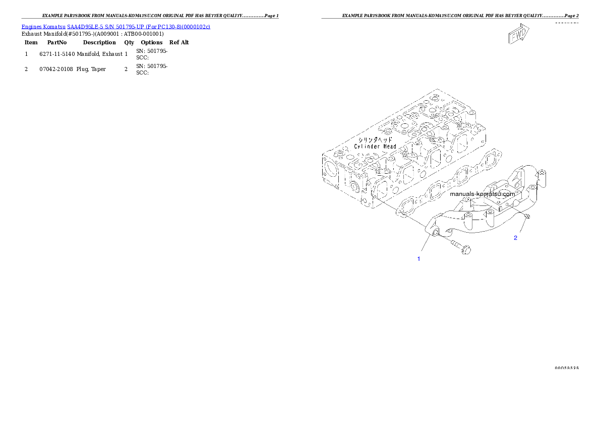Protected: SAA4D95LE-5 S/N 501795-UP (For PC130-8) Partsbook