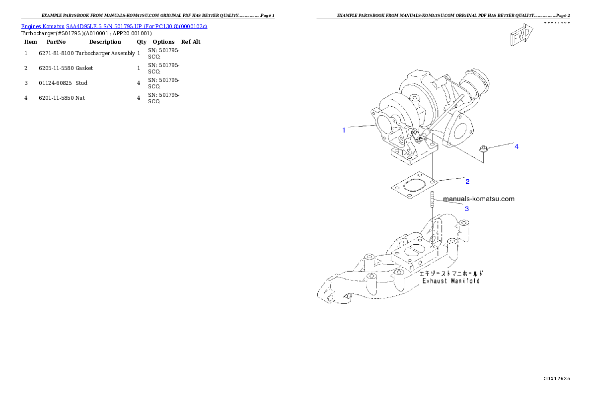 Protected: SAA4D95LE-5 S/N 501795-UP (For PC130-8) Partsbook