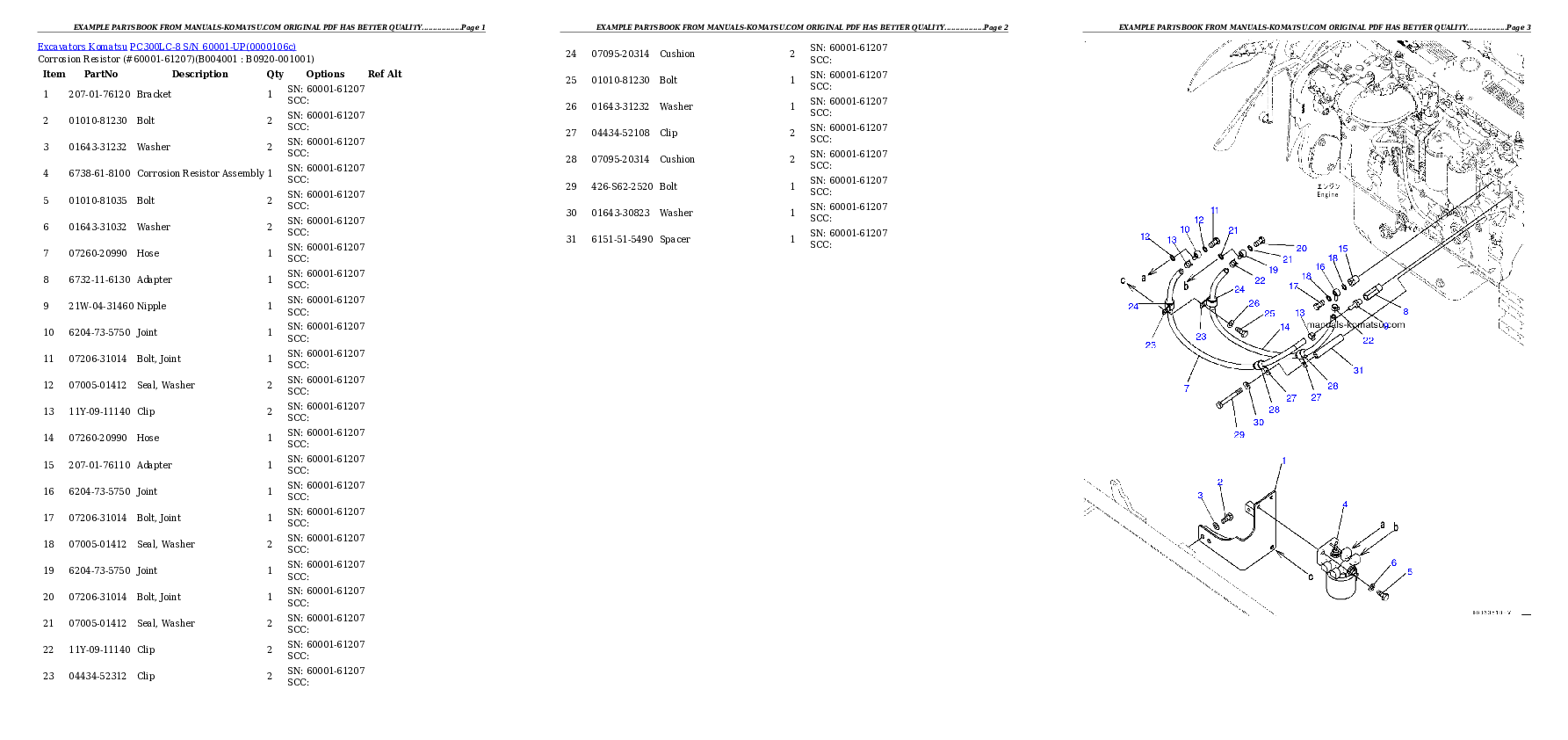Protected: PC300LC-8 S/N 60022-UP Partsbook
