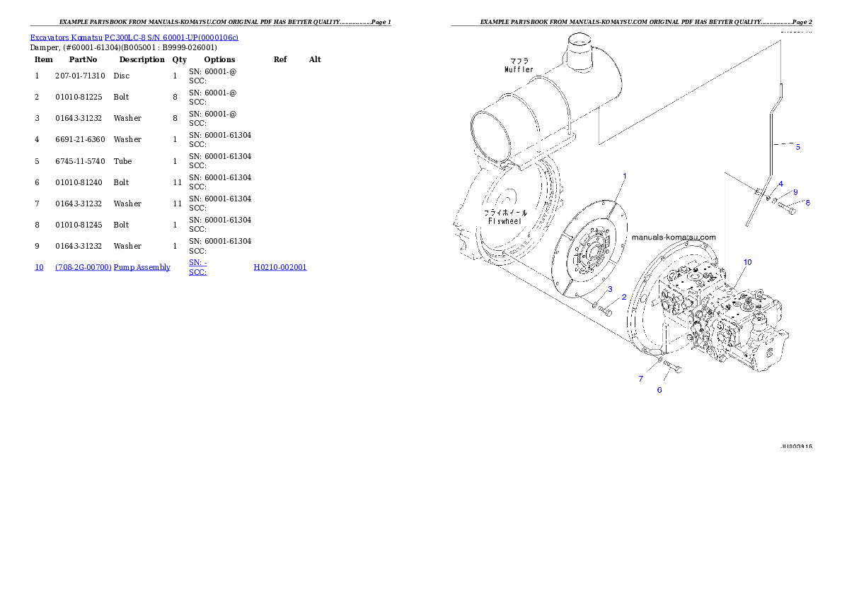 Protected: PC300LC-8 S/N 60022-UP Partsbook