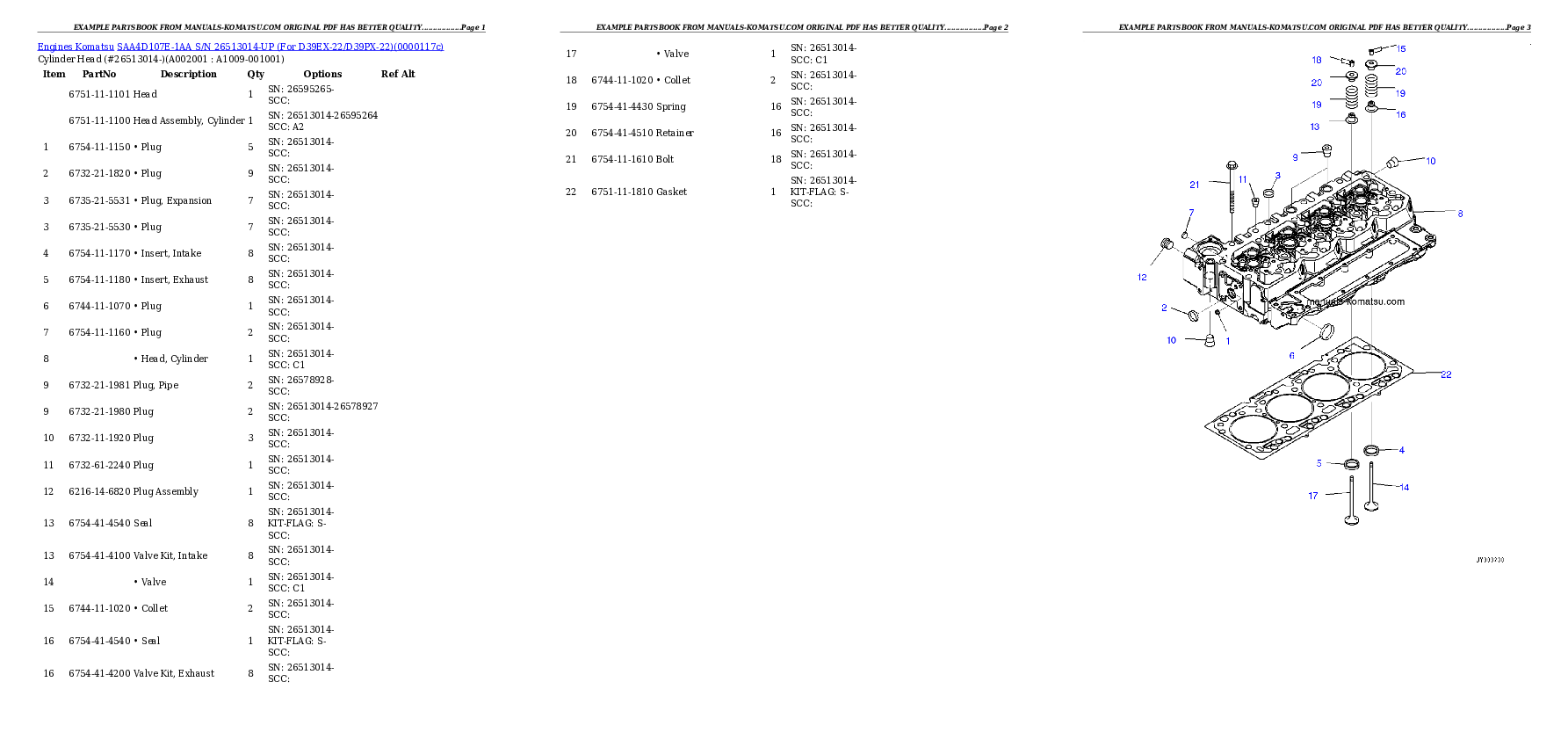 SAA4D107E-1AA S/N 26513014-UP (For D39EX-22/D39PX-22) Partsbook