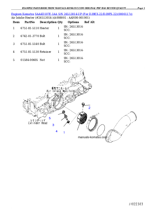 Protected: SAA4D107E-1AA S/N 26513014-UP (For D39EX-22/D39PX-22) Partsbook