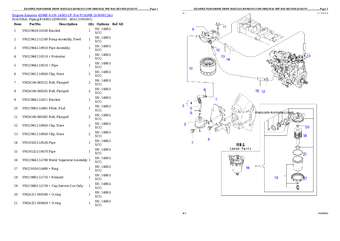 Protected: 4D88E-6 S/N 14803-UP (For PC45MR-3) Partsbook