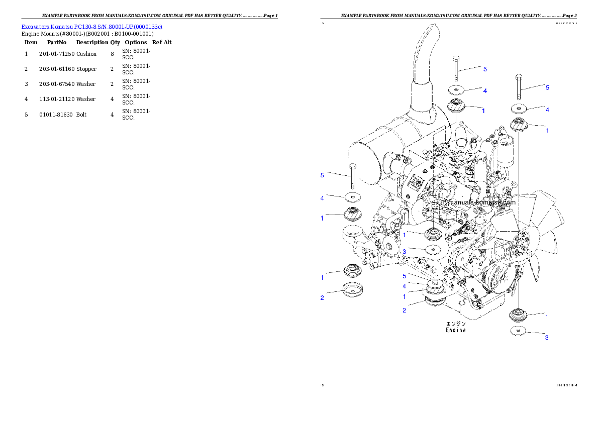 Protected: PC130-8 S/N 80001-UP Partsbook