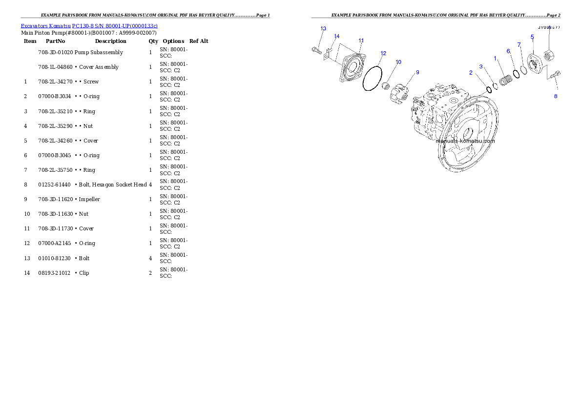 Protected: PC130-8 S/N 80001-UP Partsbook