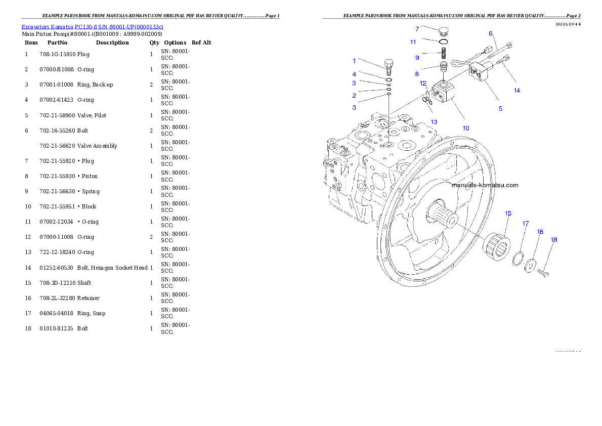 Protected: PC130-8 S/N 80001-UP Partsbook