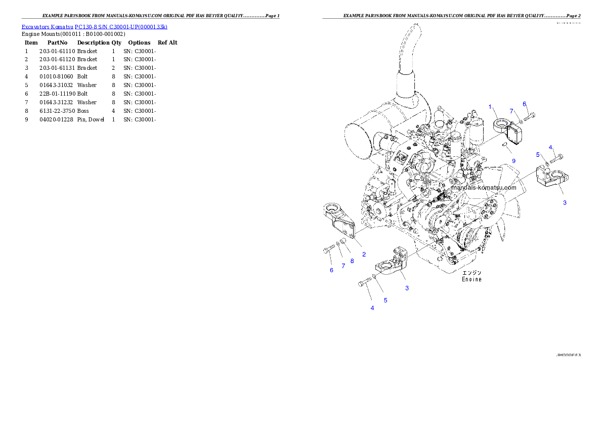 Protected: PC130-8 S/N C30001-UP Partsbook