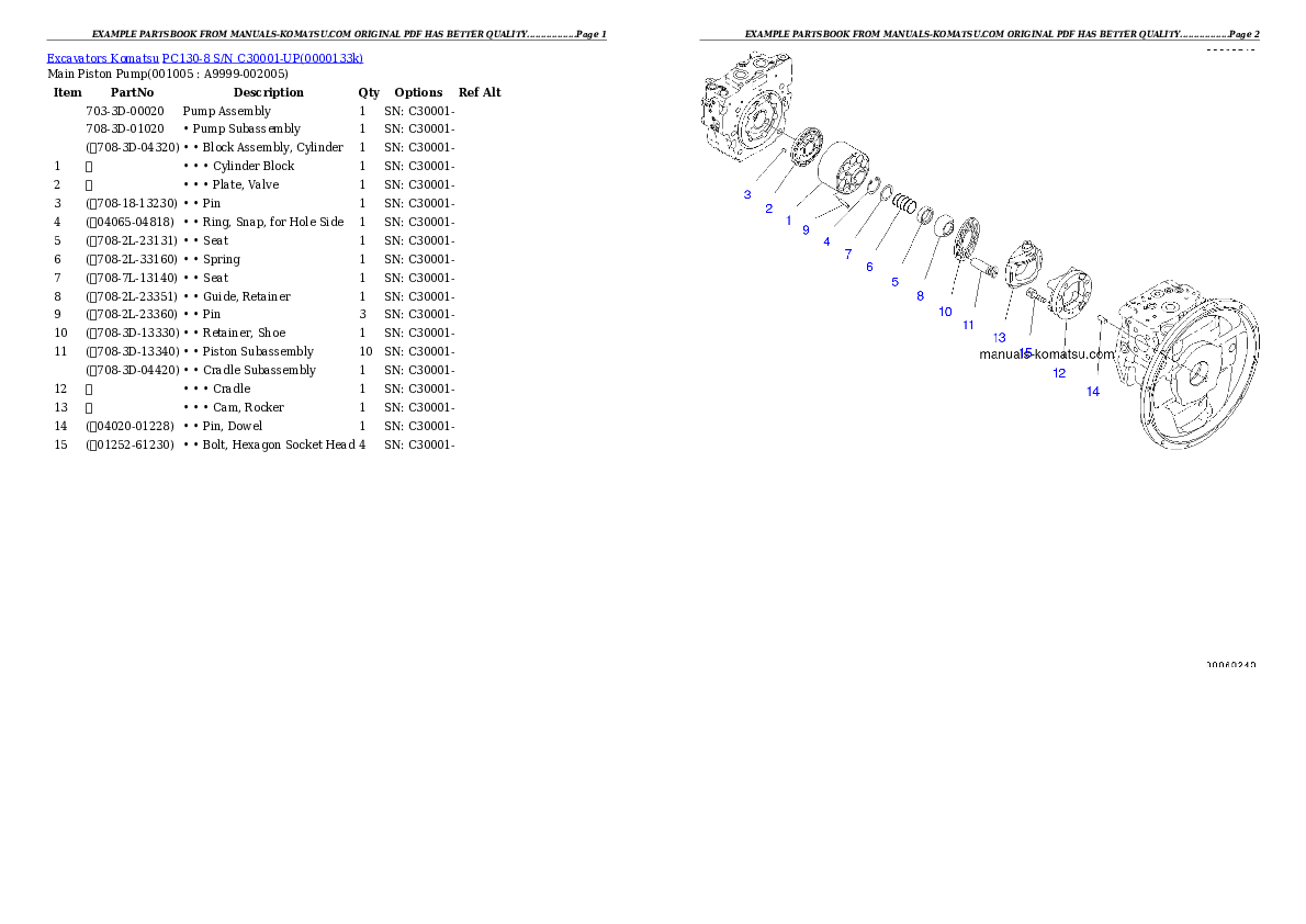 Protected: PC130-8 S/N C30001-UP Partsbook