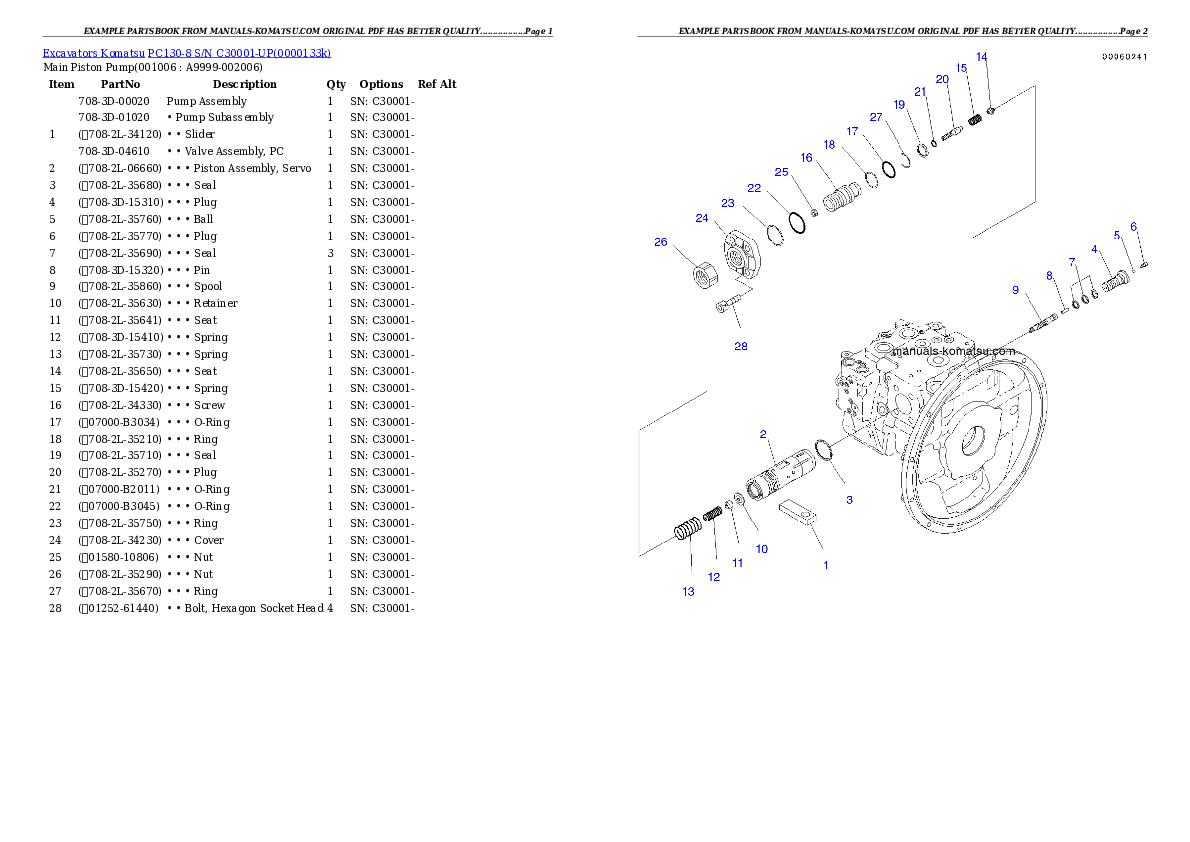 Protected: PC130-8 S/N C30001-UP Partsbook