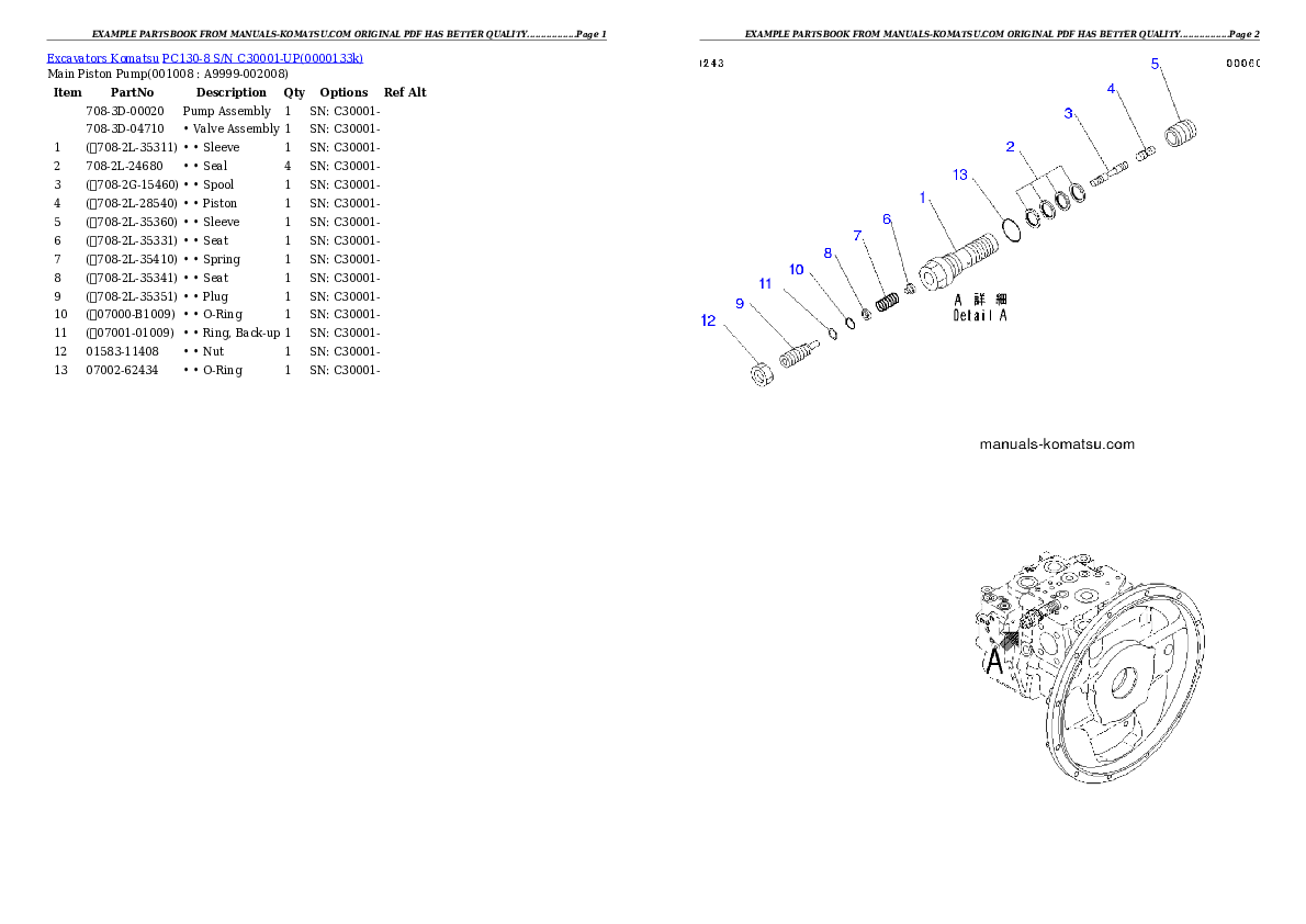 Protected: PC130-8 S/N C30001-UP Partsbook