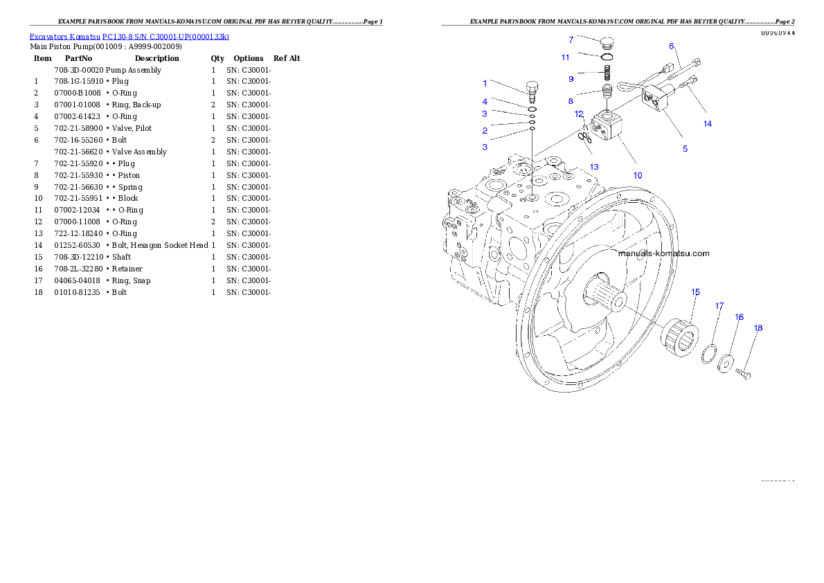Protected: PC130-8 S/N C30001-UP Partsbook