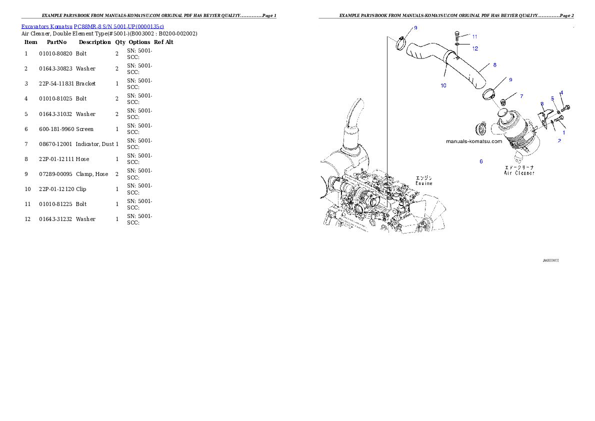 Protected: PC88MR-8 S/N 5001-UP Partsbook